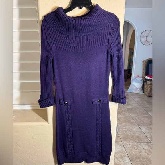 Tahari Arthur S. Levine Purple Ribbed Wool Blend Sweater Size Small - Picture 1 of 11